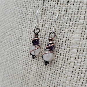 Amethyst and Rose Quartz Earrings