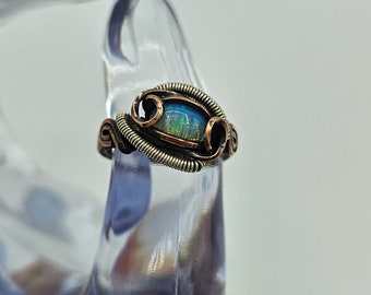 Ethiopian Opal Copper and Silver Ring