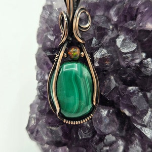 Malachite and Black Opal pendant