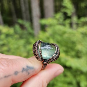 Green Fluorite Copper Ring