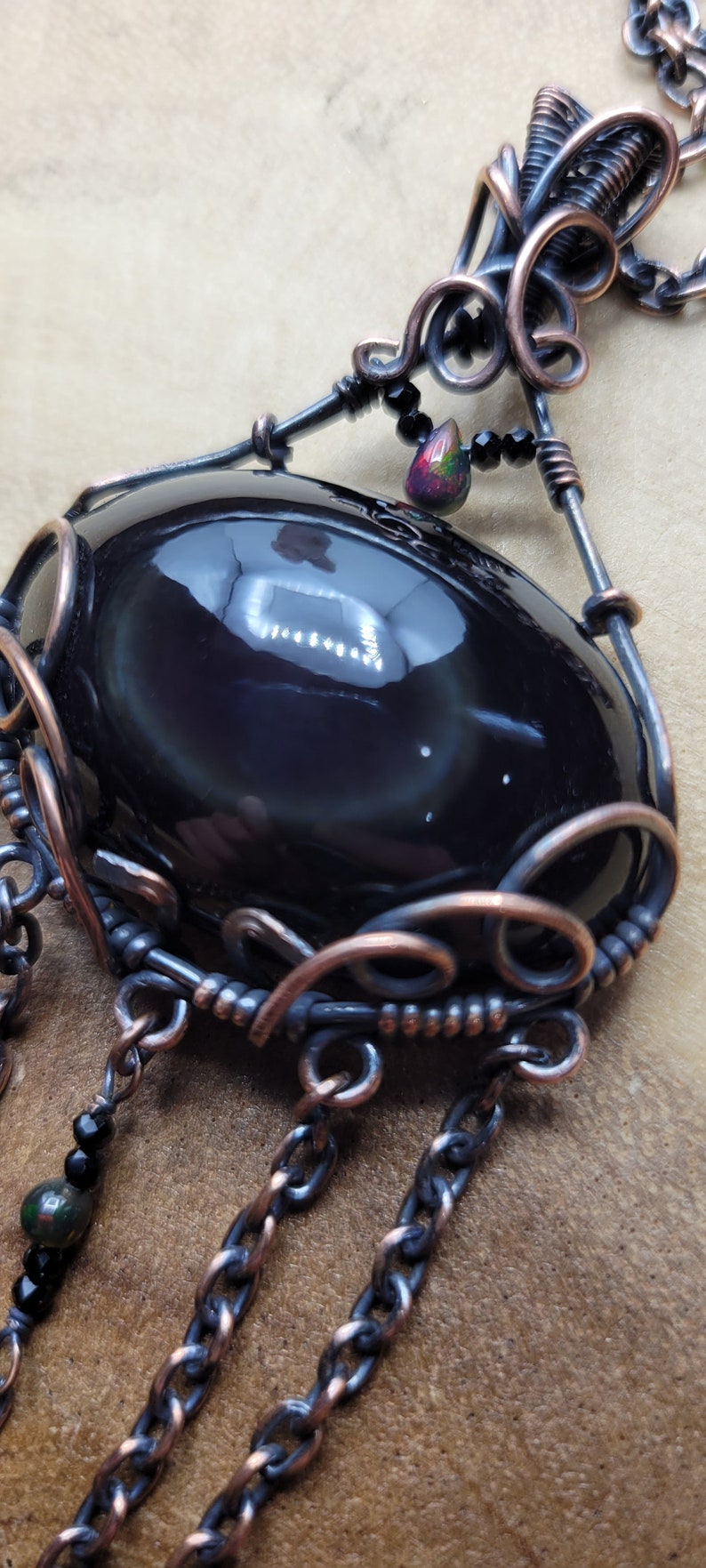 Rainbow Obsidian, Onyx and Opal Pendant - Etsy