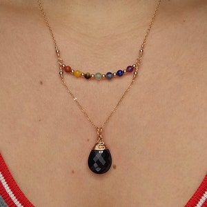 Black Onyx and Rose Gold Chakra Pendant