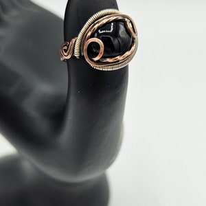 Black Onyx Copper and Silver Ring