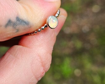 Ethiopian opal Beaded Silver Ring