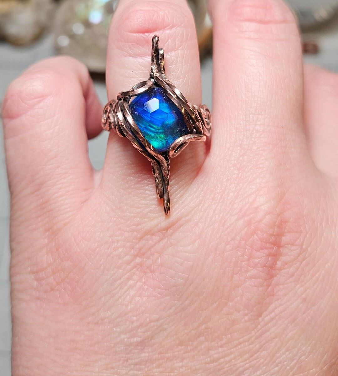 Arora Opal and Quartz Doublet Copper Ring Etsy