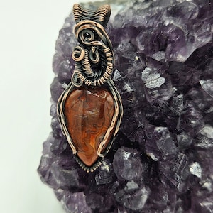 Crazy Lace Agate and Copper Pendant