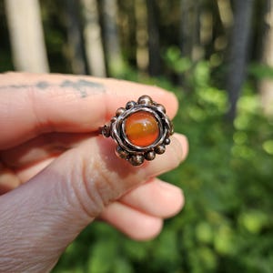 Carnelian Agate Gemestone Beaded Copper Ring