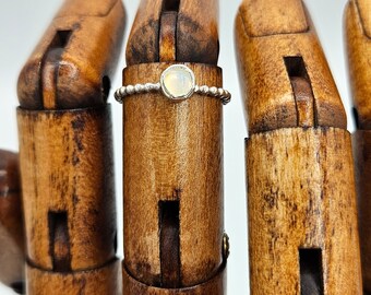 Ethiopian opal Beaded Silver Ring