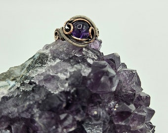 Amethyst Copper and Silver Ring