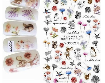 Pony Rabbit Animal Nail Art Stickers Kid Bear Bunny Owl Deer Horse Unicorn Squirrel