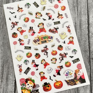 Vampire Halloween Nail Art Stickers Decals Jack O&#39; Lantern Bat Witch Skeleton Ghost Spider Grim Reaper Self Adhesive Nail Art Decals SSeries