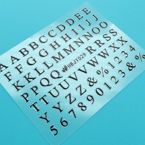 Adesivos para Nail Art com Letras Maiúsculas, Letras e Números, Preto, Branco, Dourado, Prata, Amor, Coração, Palavra, Autoadesivo, Decalque para Nail Art HBJYSeries
