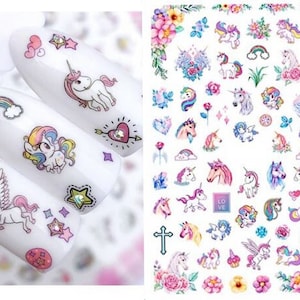 Kid Nails Unicorn Pony Nail Art Stickers Horse Sweet Home Rabbit Deer Squirrel Bear Owl Self Adhesive Nail Art Decals XFSeries