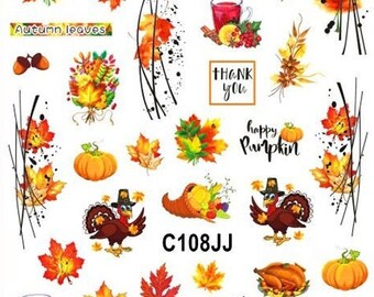 Thanksgiving Nail Art Thanksgiving Nail Decal Pumpkin - Etsy