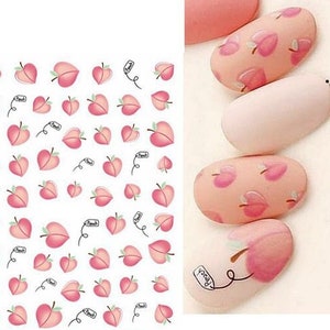 Peach Peaches Nail Art Stickers Decal Pink Peach Fruit Self-Adhesive Nail Art Decals HANYISeries