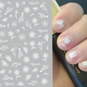 Translucent Flower Nail Art Stickers Decal Petal Leaf Floral Flowers Butterfly Self-Adhesive Nail Art Decals HANYISeries