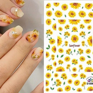 Sunflower Nail Art Stickers Summer Sunflowers Yellow Flowers Self Adhesive Nail Art Decals SSeries