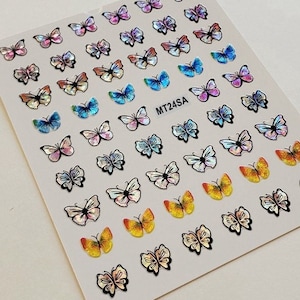 Holographic Butterfly Nail Art Stickers Butterflies Laser Colorful Self-Adhesive Nail Art Decals