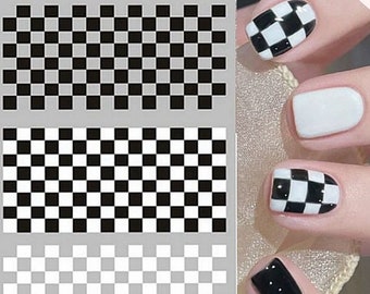Checkboard Checker Nail Art Stickers Geruit Board Wit Zwart Check Grid Plaid Zelfklevende Nail Art Decals SSeries