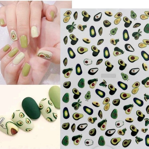 Avocado Nail Art Stickers Fruit Avocado Seed Self Adhesive Nail Art Decals XFSeries