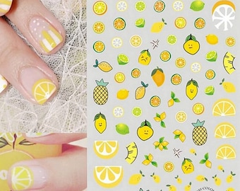 Lemon Fruit Nail Art Stickers Orange Lime Peach Cherry Self-Adhesive Nail Art Decals SSeries