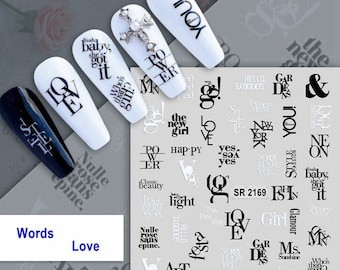 English Words Love Nail Sticker New Monday Week Nail Decals SRSeries