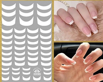 Klassische French Tip French Manicure Nail Art Aufkleber Weiße French Tips Dreieckige French V Selbstklebende Nail Art Decals SSeries
