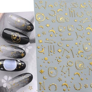 Stars Moons Galaxy Nail Art Stickers Constellation Space Self Adhesive Nail Art Decals XFSeries