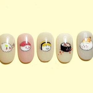 Sushi Roll Nail Art Stickers Decal Rice Balls Ascian Food Culture Self-Adhesive Nail Art Decals HANYISeries
