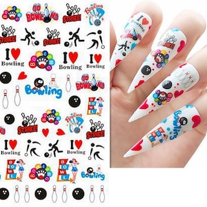 Sport Bowling Nail Art Stickers Love Volleyball Gymnastics Gymnast Ballet Dancing  Self Adhesive Nail Art CSeries