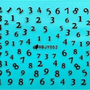 Número Numeral Nail Art Pegatinas Calcomanías Números Negro Blanco Oro Plata Uñas autoadhesivas HBJYSeries