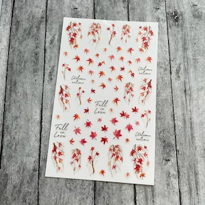 Rehe im Wald Nail Art Aufkleber Herbst Orange Kürbis Pilz Rotfuchs Ahorn Blätter Herbstlaub Selbstklebende Nail Art Decals FSeries