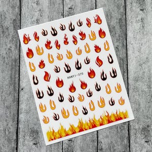 Fire Flame Nail Art Stickers: Blur Red Black Chain