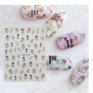 Dry Flower Nail Art Stickers Decal Small Wild Flowers Branches Self Adhesive Nail Art Decals HANYISeries