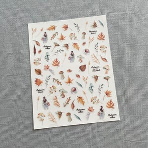 Herbst Blatt Nail Art Aufkleber Pilz Herbst Zeit Gelb Blätter Eiche Ahorn Kürbisse Eicheln Tannenzapfen Selbstklebende Nail Art Decals HANYISeries