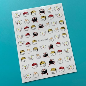 Stickers nail art Sushi Roll : boules de riz Cuisine asiatique Culture Dragon Lotus Temple