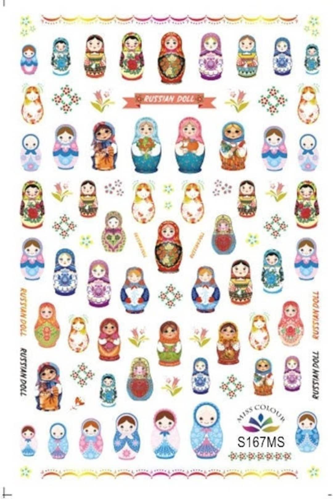 Japanese Russian Dolls Culture Nail Stickers Japan Kimono National