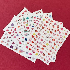 Valentine Rainbow Heart Nail Art Stickers Red Hearts Love Self Adhesive Nail Art Decals