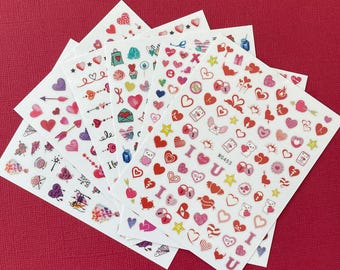 Pegatinas autoadhesivas para uñas con diseño de corazón de arcoíris de San Valentín