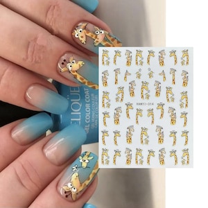 Giraffe Sheep Animal Nail Art Stickers Hedgehog Cow Self-Adhesive Nail Art Decals Stickers HYSeries