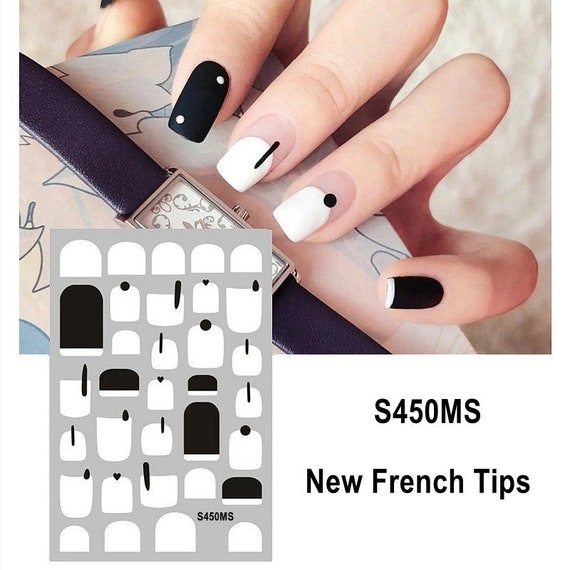 Amazon.com: 6 Pcs French Manicure Edge Auxiliary Nail Sticker- Wavy Line 3D  Self -Adhesive DIY Template Nail Art Accessories for Designer Nail  Decoration,French Tip V-Shaped Stencils Fringe Nail Art Decals Tools :