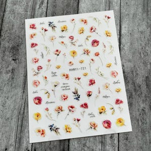 Summer Small Floral Branch Nail Art Stickers Lily of the Valley Camellia Carnation Peony Orchid Hibiscus Self Adhesive Nails HANYISeries