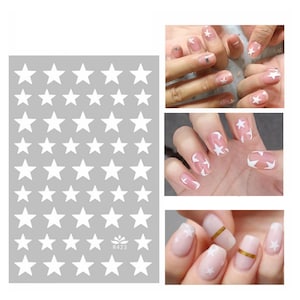 White Stars Nail Art Stickers Black White Star Solid Tiny Four Point Sparkle Self Adhesive Nail Art Decals SSeries
