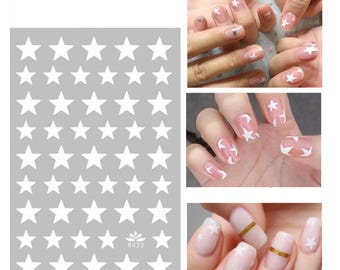 White Stars Nail Art Stickers Black White Star Solid Tiny Four Point Sparkle