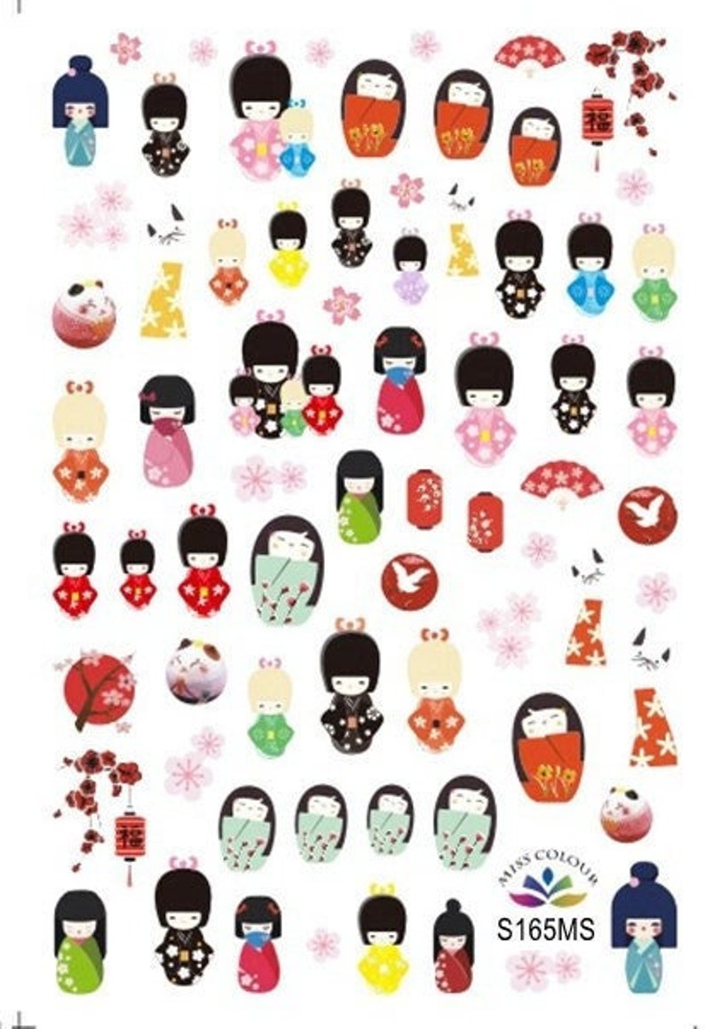 Japanese Russian Dolls Culture Nail Stickers Japan Kimono National