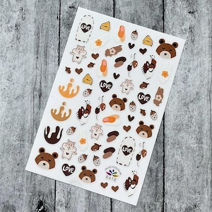 Bear Brown Animal Nail Stickers Owl Sweet Home Pony Rabbit Easter Bear Deer Unicorn Squirrel Horse Self Adhesive Nail Art Decals XFSeries
