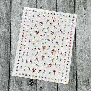 Tiny Flowers Nail Art Stickers Small Spring Wild Floral Dry Flower Leaves