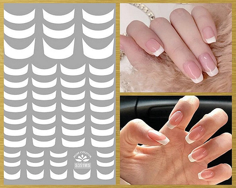 Classic French Tip French Manicure Nail Art Stickers White French Tips