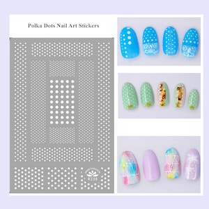Polka Dots Dominos Nail Art Stickers Plaid Black White Swirls Hearts Water Wave Self Adhesive Nail Art Decals SSeries