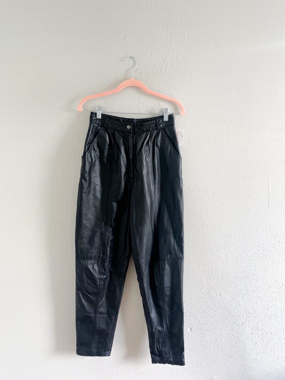 Vintage 90s black leather pants - 25” - Gem